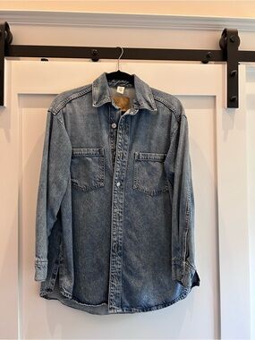 H&M &Denim Button down oversized shirt XS
